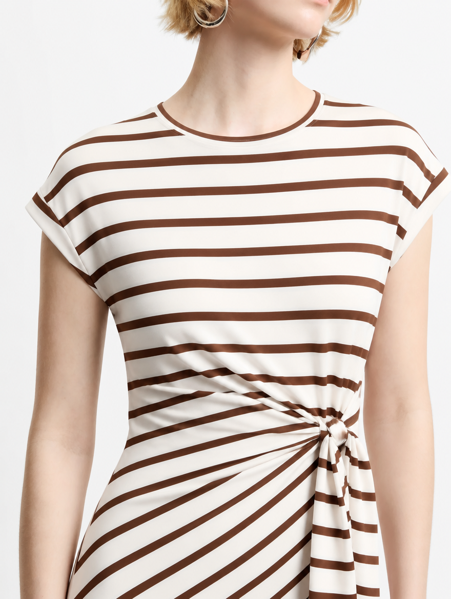 The Twist Stripe Midi - Brown/Cream